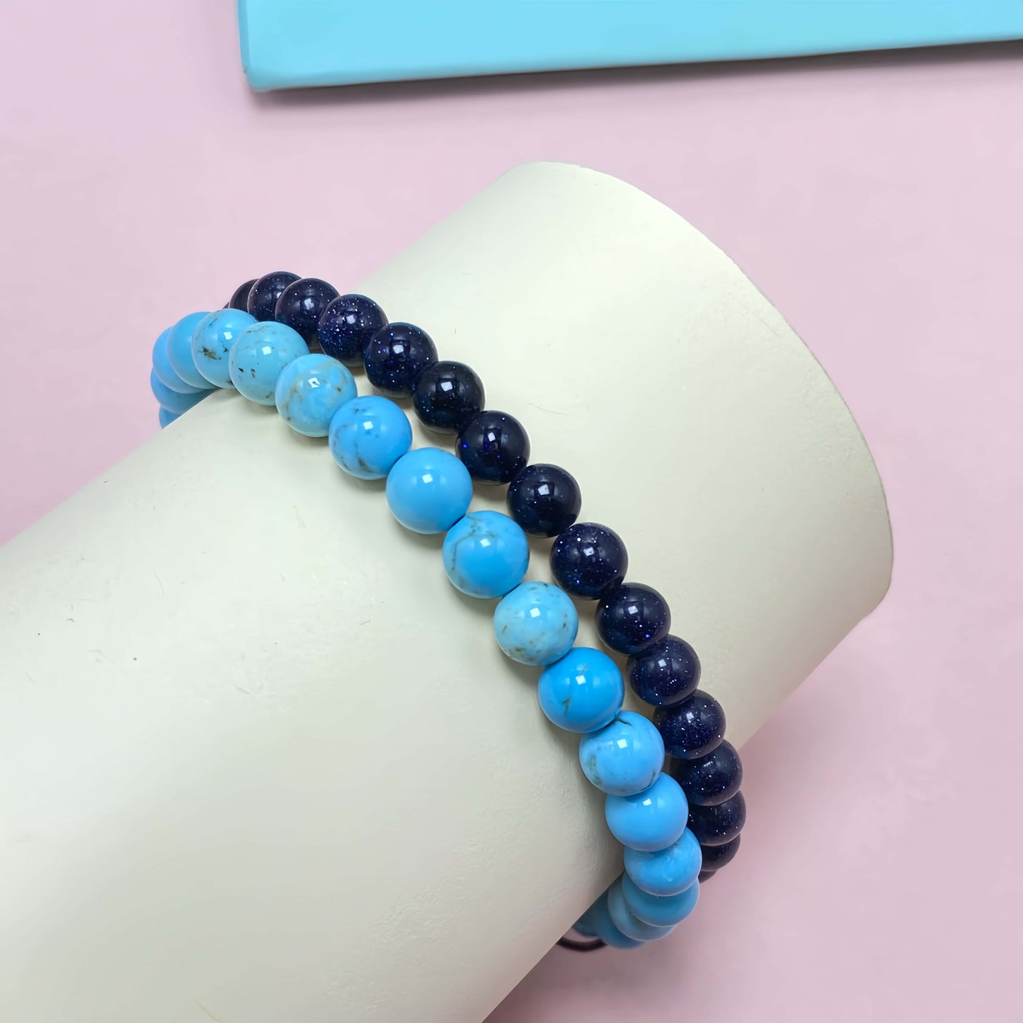 Double Strand Turquoise Improve Sleep Crystal Braided Rope Bracelet