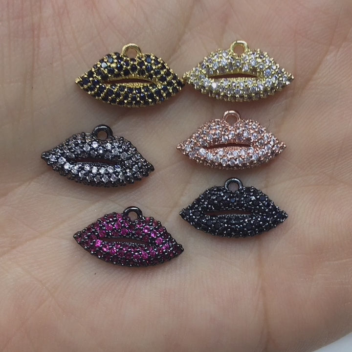 1PCS Brass Cubic Zirconia Lip Pandant