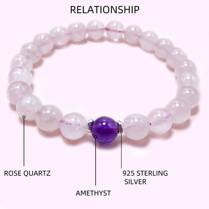 Natural Round Amethyst Crystal Bracelet for Love and Relationship
