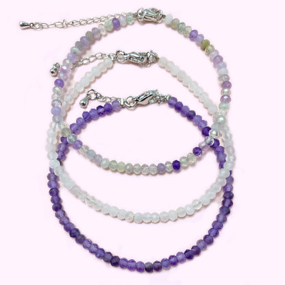 Faceted Triple Amethyst Crystal Bracelet for Love and Relationship