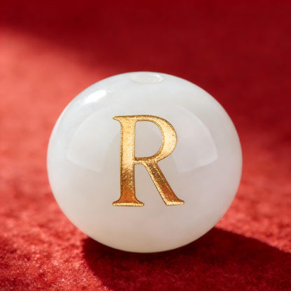 Natural Red Agate Beads - 26 Alphabet Loose Beads for Engraving Customization DIY