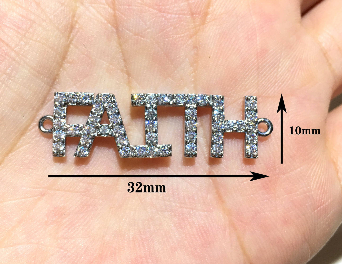 1PCS Brass Cubic Zirconia Vocabulary Slogan Charm