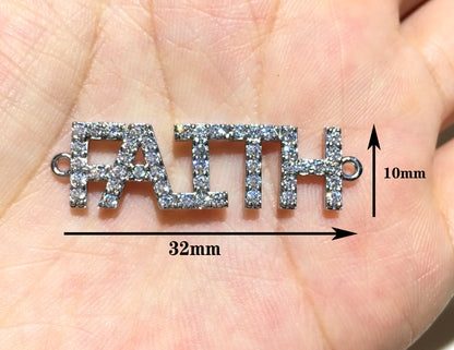 1PCS Brass Cubic Zirconia Vocabulary Slogan Charm