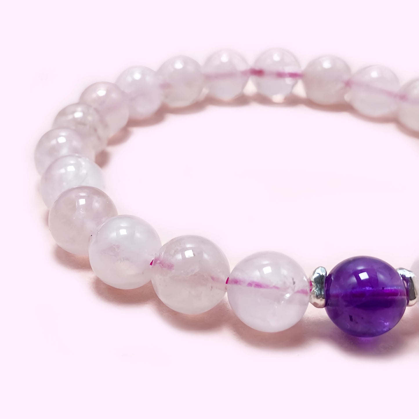 Natural Round Amethyst Crystal Bracelet for Love and Relationship
