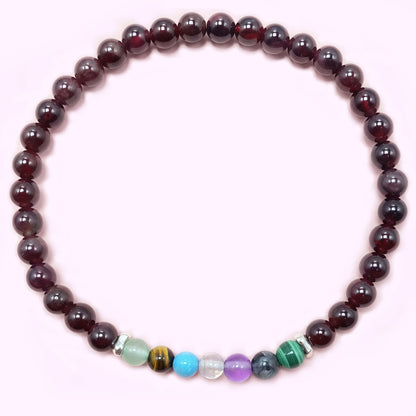 Garnet Seven Chakra Crystal Bracelet