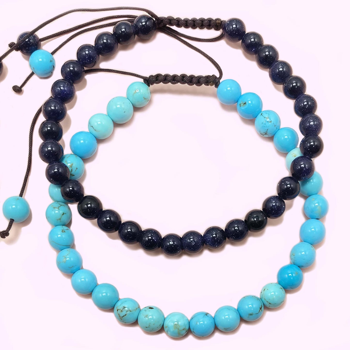 Double Strand Turquoise Improve Sleep Crystal Braided Rope Bracelet