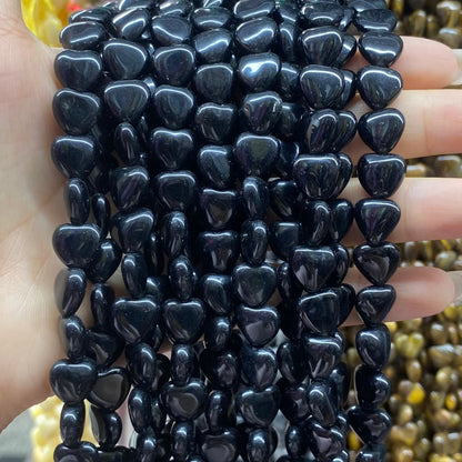 Heart Shape Black Onyx Beads