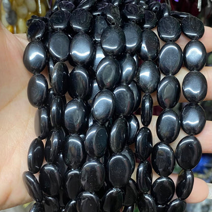 Oval Black Onyx Beads