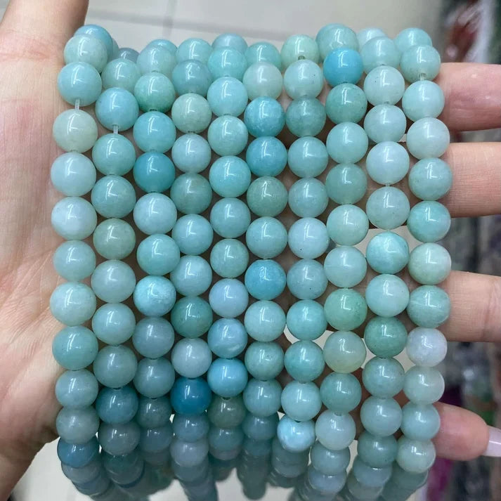 Round Blue Amazonite Beads