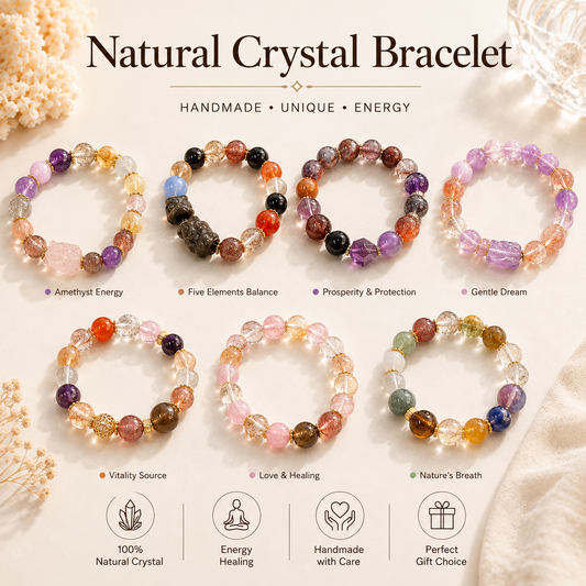 Natural Designer Healing Crystal Bracelet Mutiple Styles
