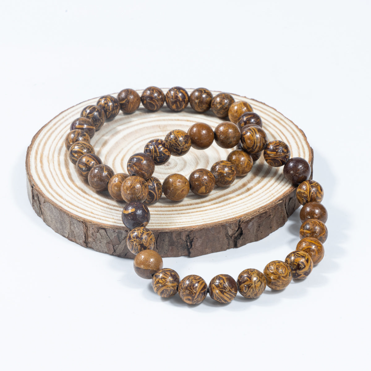 8mm Natural Calligraphy Jasper Bracelet Wholesale