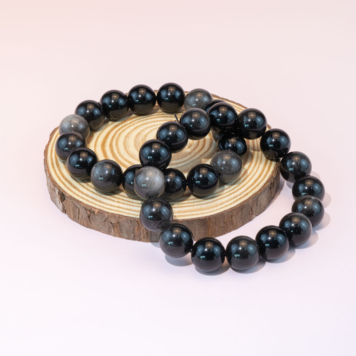 8mm/12mm Natural Silver Obsidian Bracelet Wholesale
