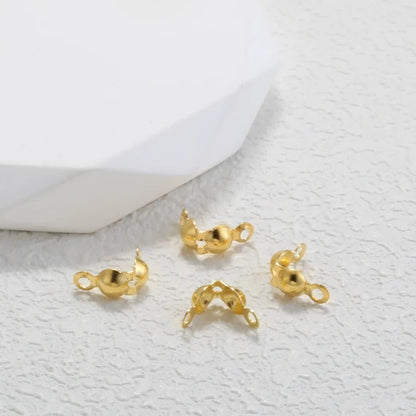 50Pcs 18K Gold Plated Clam Shell Bead Tips Crimp Beads Cover