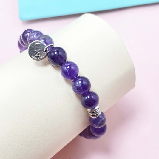 Natural Amethyst Crystal Bracelet for Love and Relationship