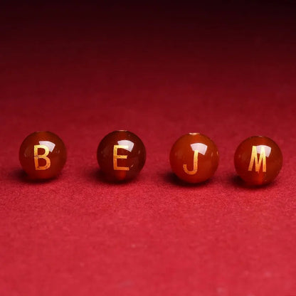 Natural Red Agate Beads - 26 Alphabet Loose Beads for Engraving Customization DIY