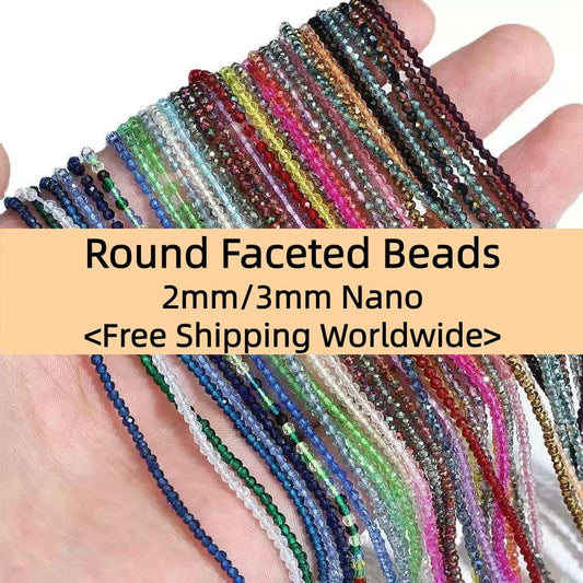 Nano Beads Tiny Round Faceted Beads 2mm 3mm