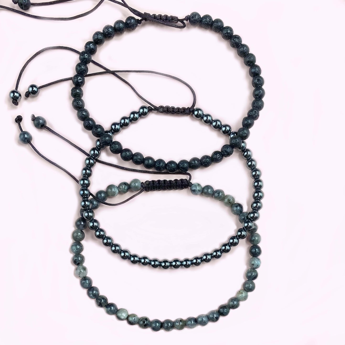 Triple Hematite for Weight Loss Braided Rope Crystal Bracelet