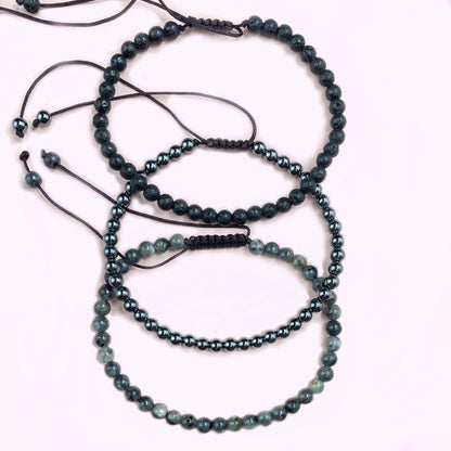 Triple Hematite for Weight Loss Braided Rope Crystal Bracelet