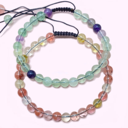 Double Strand Cherry Quartz to Help Lower Stress & Anxiety Level Crystal Bracelet