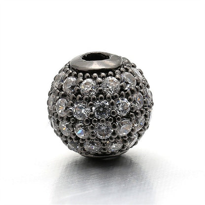 High Quality Brass Cubic Zirconia Round Spacer Beads 6mm/8mm/10mm