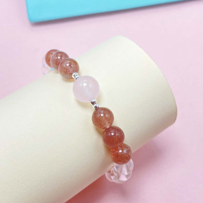 Strawberry Quartz Crystal Bracelet for Love and Relationship