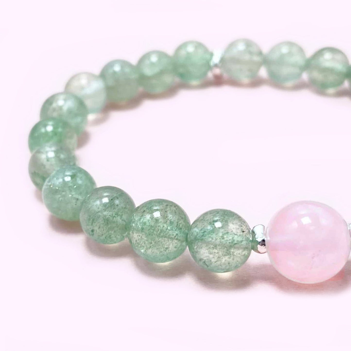 Green Strawberry Quartz Crystal Bracelet for Love and Relationship