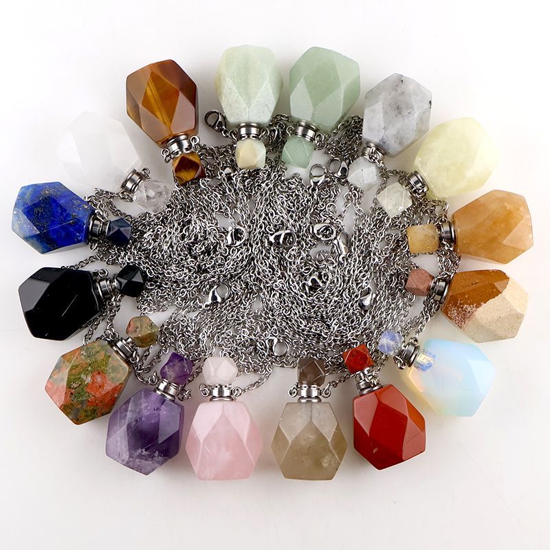 Healing Crystal Freefrom Shape Perfume Pendant Necklace