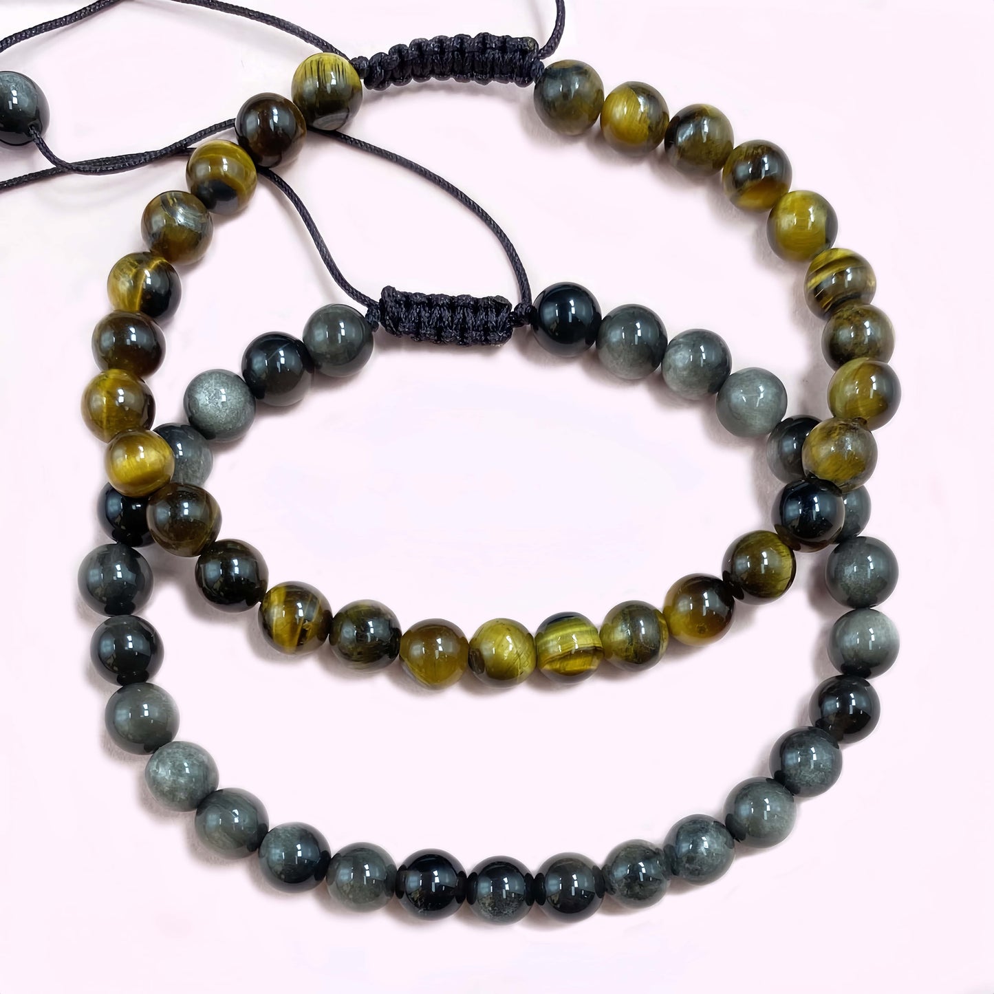 Double Obsidian with Tigers Eye for Protection and Apotropaic Crystal Bracelet