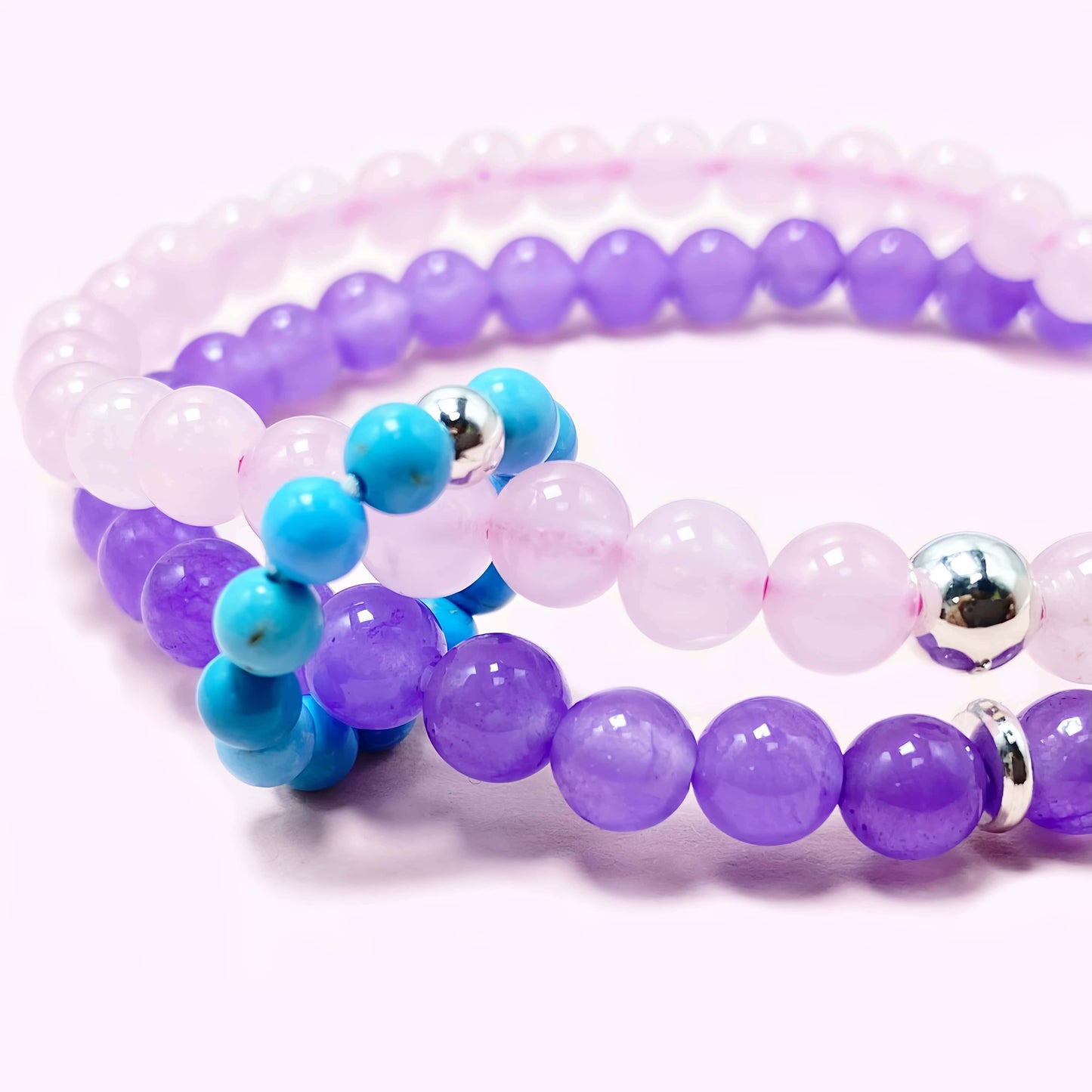 Double Amethyst Crystal Bracelet for Love and Relationship