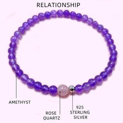 Solid Amethyst Crystal Bracelet for Love and Relationship