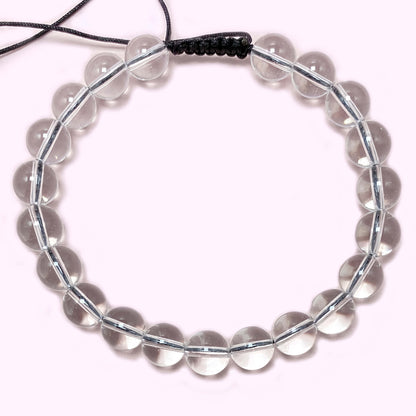 Natural Clear Quartz to Help Lower Stress and Anxiety Level Briaded Rope Crystal Bracelet
