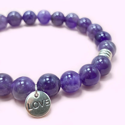 Natural Amethyst Crystal Bracelet for Love and Relationship