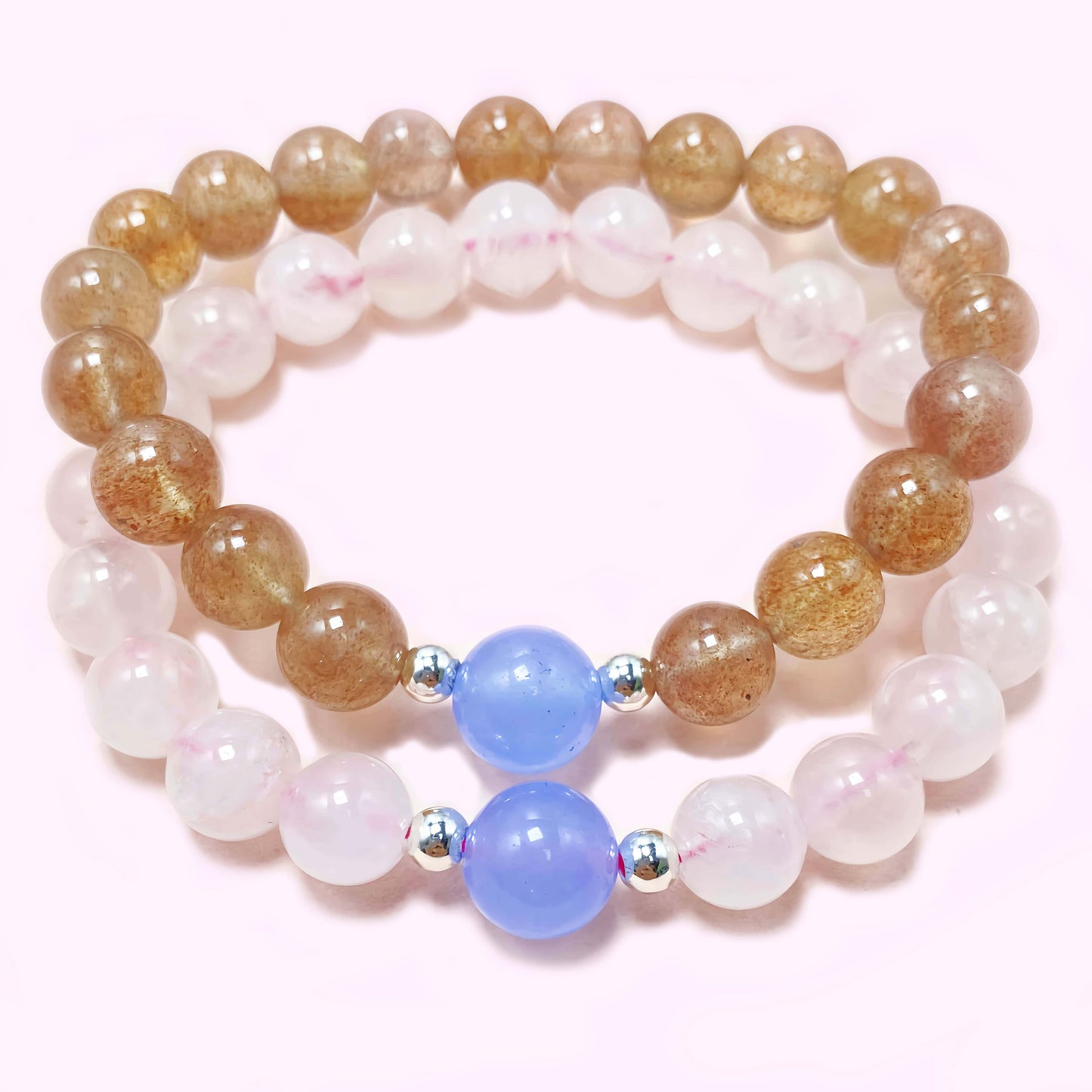 Double Strawberry Quartz Crystal Bracelet for Love and Relationship