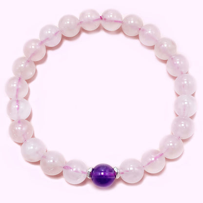 Natural Round Amethyst Crystal Bracelet for Love and Relationship