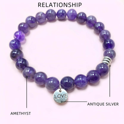 Natural Amethyst Crystal Bracelet for Love and Relationship