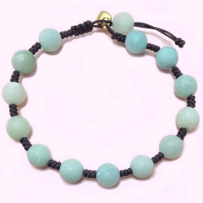 Natural Blue Amazonite to Improve Body and Health Briaded Rope Crystal  Bracelet