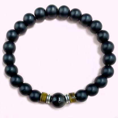 Tigers Eye with Onyx for Protection and Apotropaic Crystal Bracelet