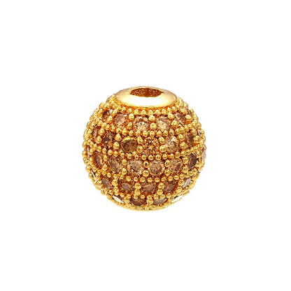 High Quality Brass Cubic Zirconia Round Spacer Beads 6mm/8mm/10mm