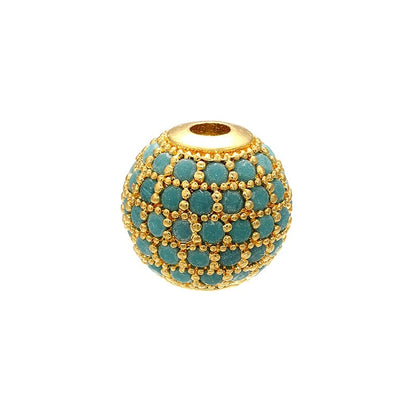 High Quality Brass Cubic Zirconia Round Spacer Beads 6mm/8mm/10mm