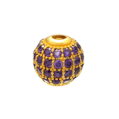 High Quality Brass Cubic Zirconia Round Spacer Beads 6mm/8mm/10mm