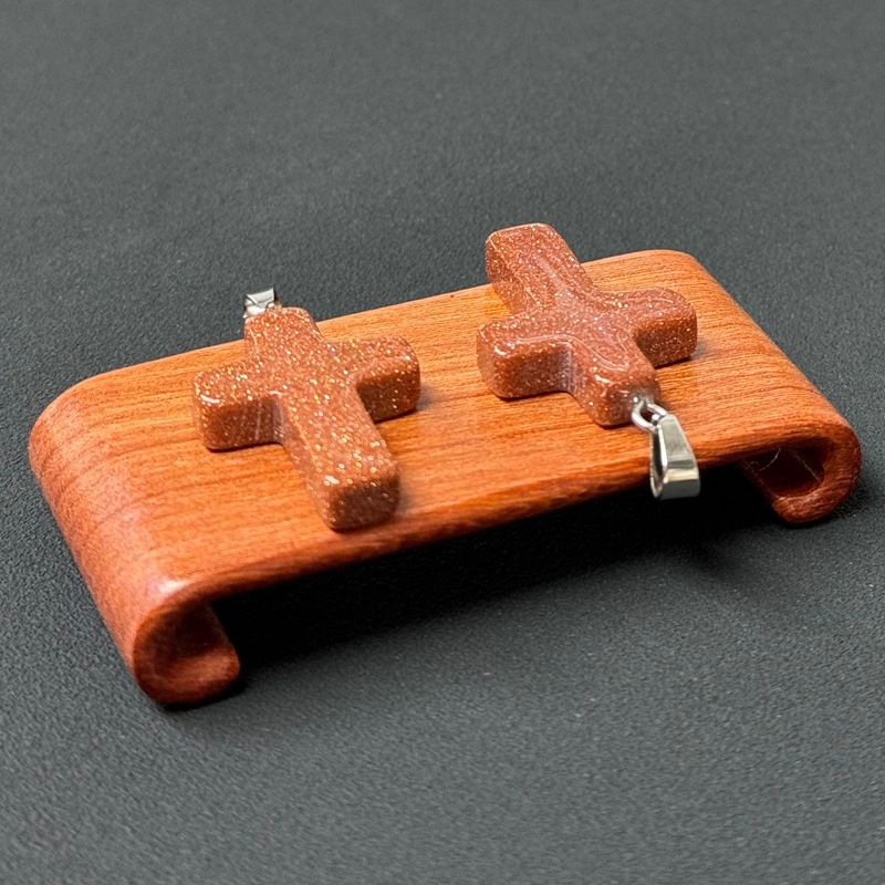 Healing Crystal Flat Cross Shape Pendant Necklace 1PC