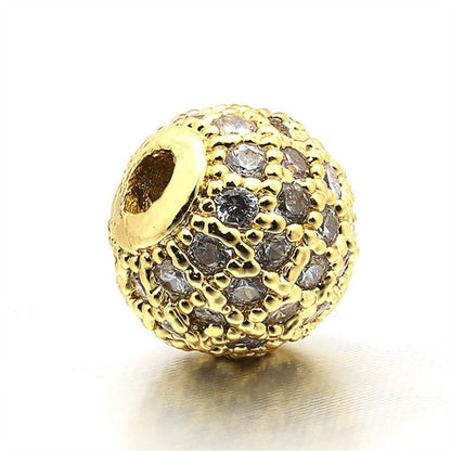 High Quality Brass Cubic Zirconia Round Spacer Beads 6mm/8mm/10mm