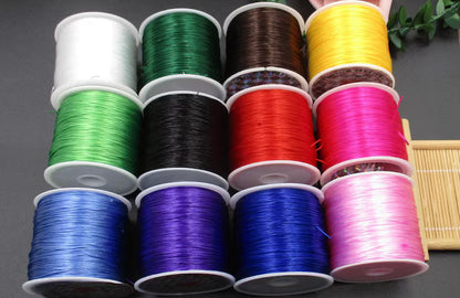 $0.99/Pcs Jewelry bungee cord,flat Jewelry Beading Cord,Elastic Cord,Elastic Thread Cord,Elastic Rope cord 50 meters,Bracelet Elastic Cord
