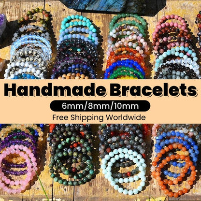 70 Kinds Of 6MM/8MM/10MM Round Gemstone bracelet- Free Shipping