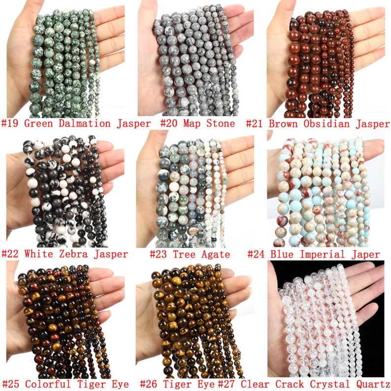 Genuine Natural Gemstone Round Smooth Beads Healing Energy Loose Beads For Bracelet Necklace DIY Jewelry Making Design 4mm 6mm 8mm 10mm 12mm