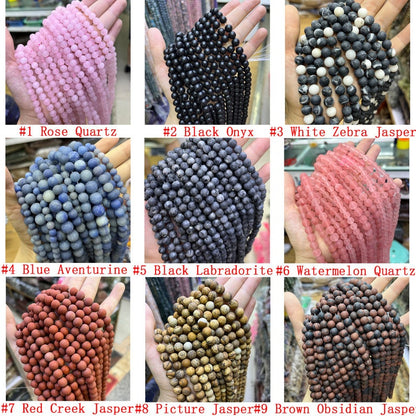 Matted Gemstone Round Beads Healing Energy Loose Beads For Bracelet Necklace DIY Jewelry Making Design 4mm 6mm 8mm 10mm 12mm Genuine Stone
