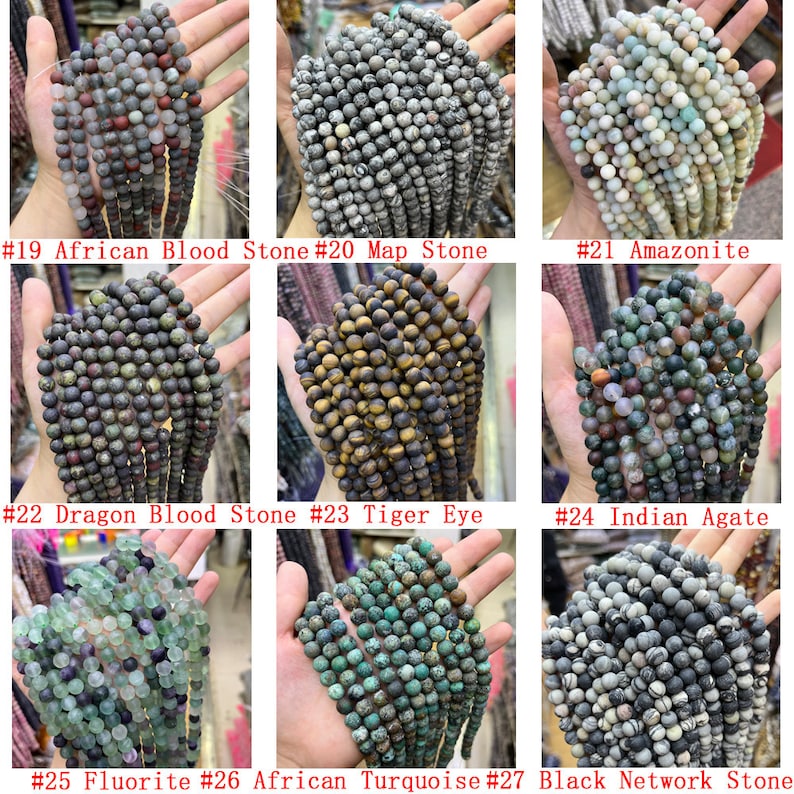 Matted Gemstone Round Beads Healing Energy Loose Beads For Bracelet Necklace DIY Jewelry Making Design 4mm 6mm 8mm 10mm 12mm Genuine Stone