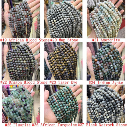 Matted Gemstone Round Beads Healing Energy Loose Beads For Bracelet Necklace DIY Jewelry Making Design 4mm 6mm 8mm 10mm 12mm Genuine Stone
