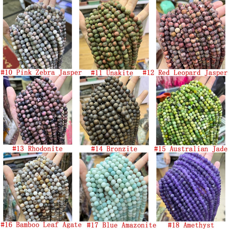 Matted Gemstone Round Beads Healing Energy Loose Beads For Bracelet Necklace DIY Jewelry Making Design 4mm 6mm 8mm 10mm 12mm Genuine Stone