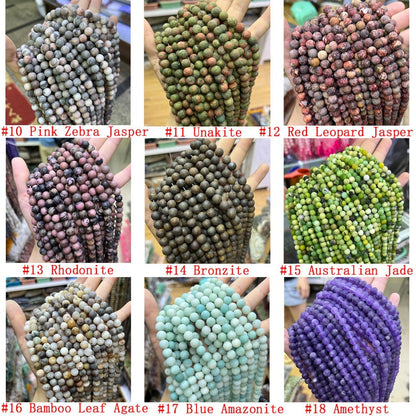 Matted Gemstone Round Beads Healing Energy Loose Beads For Bracelet Necklace DIY Jewelry Making Design 4mm 6mm 8mm 10mm 12mm Genuine Stone